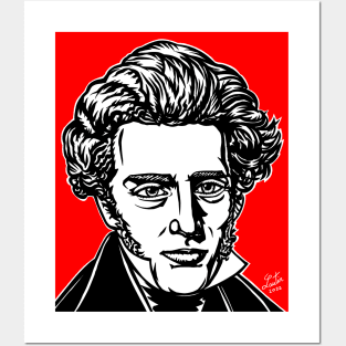 SOREN KIERKEGAARD ink and acrylic portrait Posters and Art